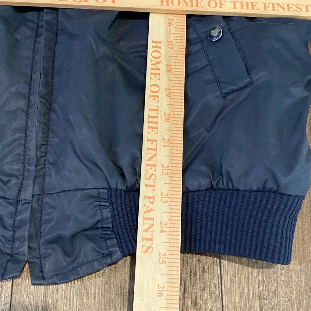 Vintage‎ Sears Work Leisure Mens LARGE 80's Blue Nylon Flight Bomber Jacket Coat